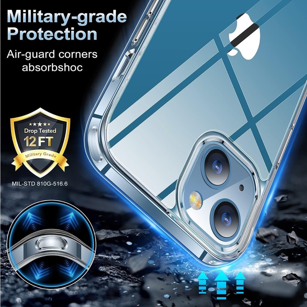 AEDILYS Shockproof for iPhone 13 Case, Non-Yellowing, Military Grade, Slim Clear - Picture 6 of 8